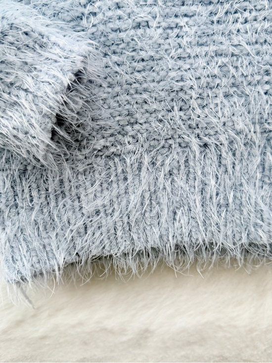 Ultra Flirt Fuzzy Knit Sweater Light Blue Size S Soft Cozy Cropped Fit - Picture 4 of 11